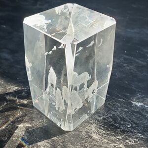 3 D Laser Etched Crystal Glass Cube